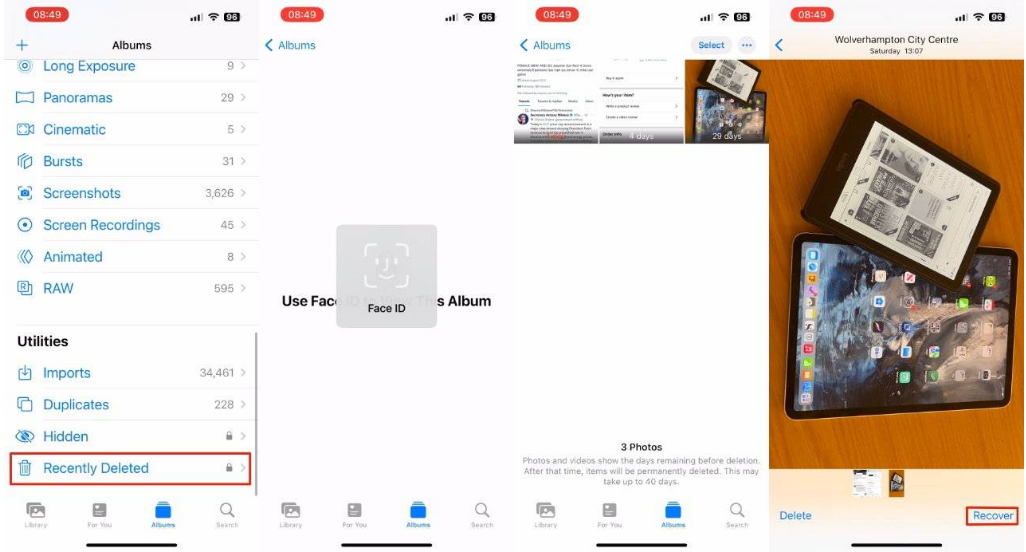 鹤壁苹果14维修分享 iPhone14 上恢复已删除的照片 