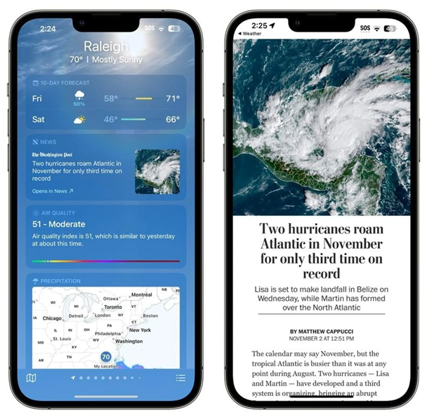 鹤壁苹果14维修分享iPhone 14手机如何看天气时顺带看新闻 