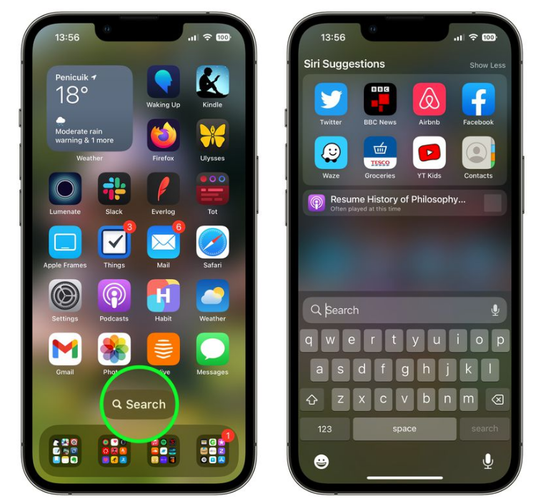 鹤壁苹果手机维修分享升级到 iOS 16 后，如何删除主屏幕上的搜索按钮 